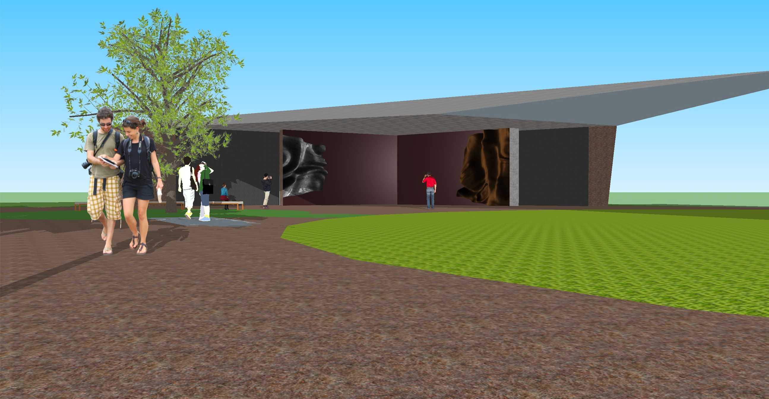 A mock up of the outdoor exhibition area designed to exhibit a response to the work of Barbara Hepworth